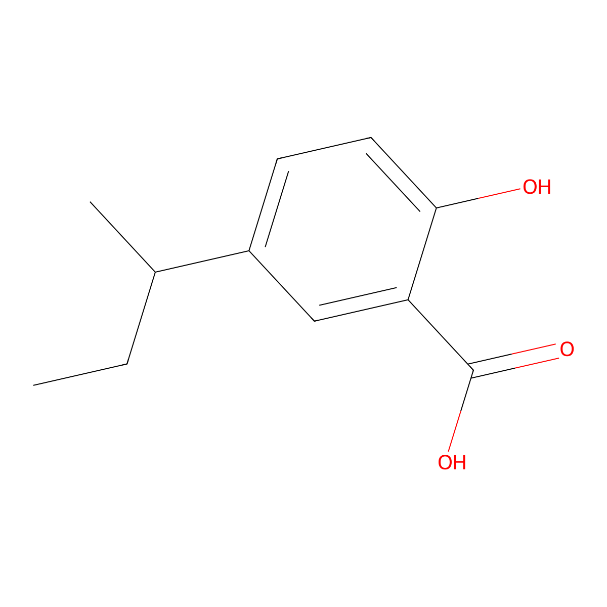 Benzoic acid, 2-hydroxy-5-(1-methylpropyl)- molecular structure, CAS 16094-29-4