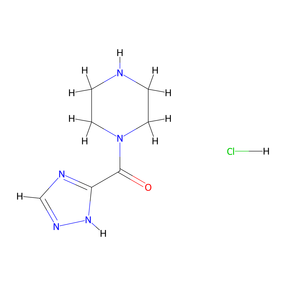 Piperazin-1-yl(1H-1,2,4-triazol-3-yl)methanone hydrochloride molecular structure, CAS 1609400-04-5