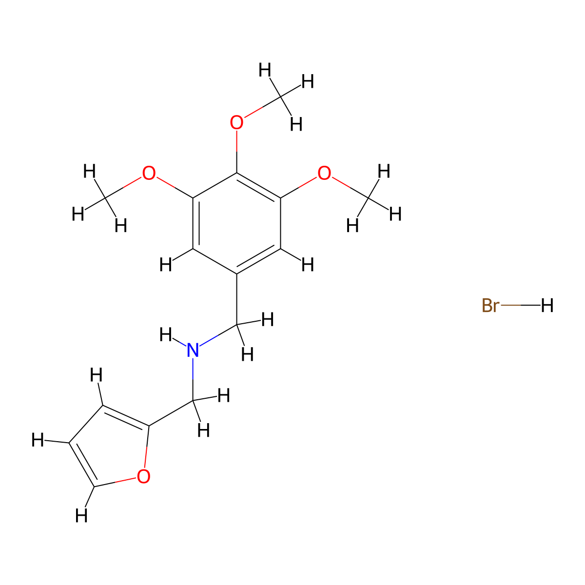 (2-Furylmethyl)(3,4,5-trimethoxybenzyl)amine hydrobromide molecular structure, CAS 1609400-08-9