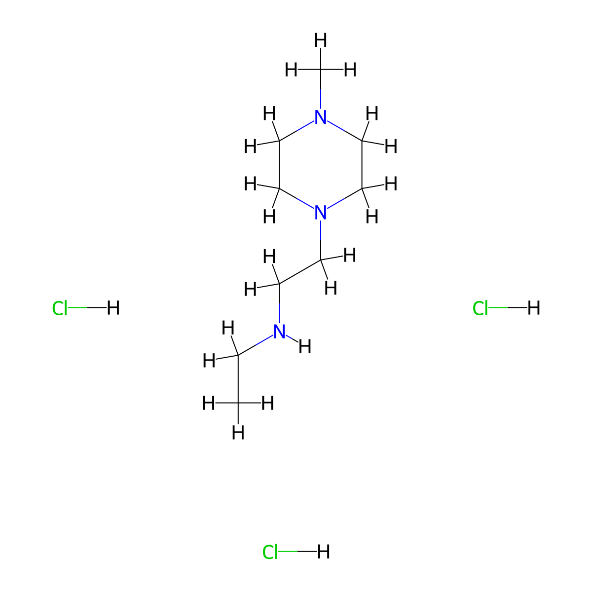 N-Ethyl-2-(4-methyl-1-piperazinyl)ethanamine trihydrochloride molecular structure, CAS 1609400-10-3