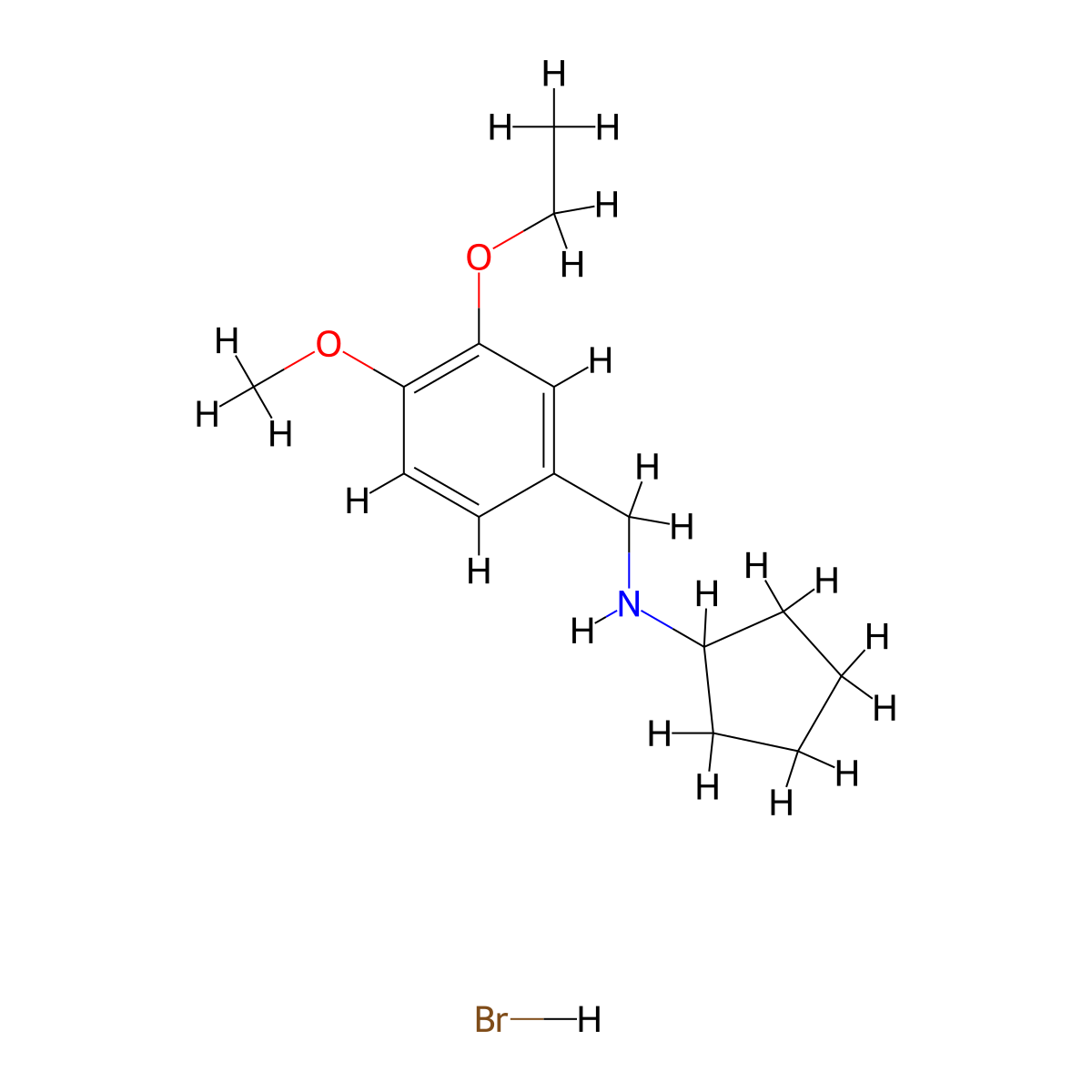 N-(3-ethoxy-4-methoxybenzyl)cyclopentanamine hydrobromide molecular structure, CAS 1609400-11-4