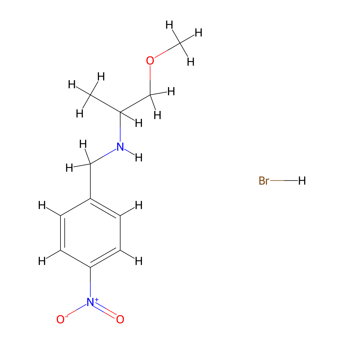 (2-Methoxy-1-methylethyl)(4-nitrobenzyl)amine hydrobromide molecular structure, CAS 1609400-13-6