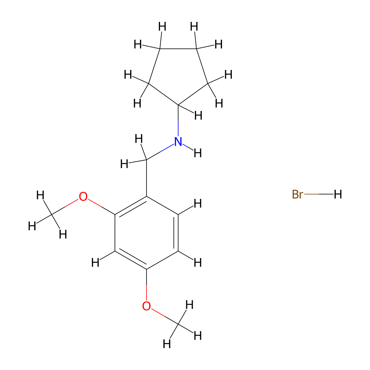 N-(2,4-Dimethoxybenzyl)cyclopentanamine hydrobromide molecular structure, CAS 1609400-15-8