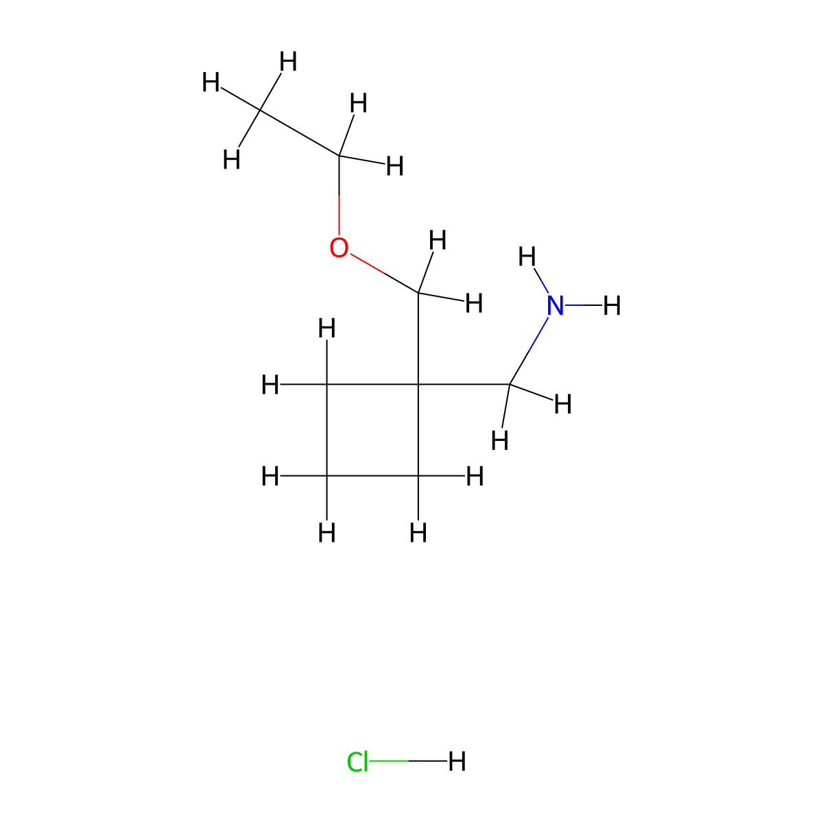 1-[1-(Ethoxymethyl)cyclobutyl]methanamine hydrochloride molecular structure, CAS 1609400-16-9