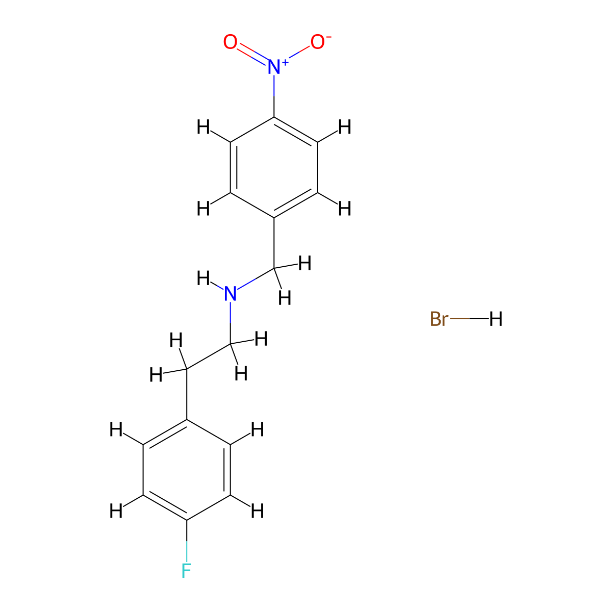 [2-(4-Fluorophenyl)ethyl](4-nitrobenzyl)amine hydrobromide molecular structure, CAS 1609400-18-1