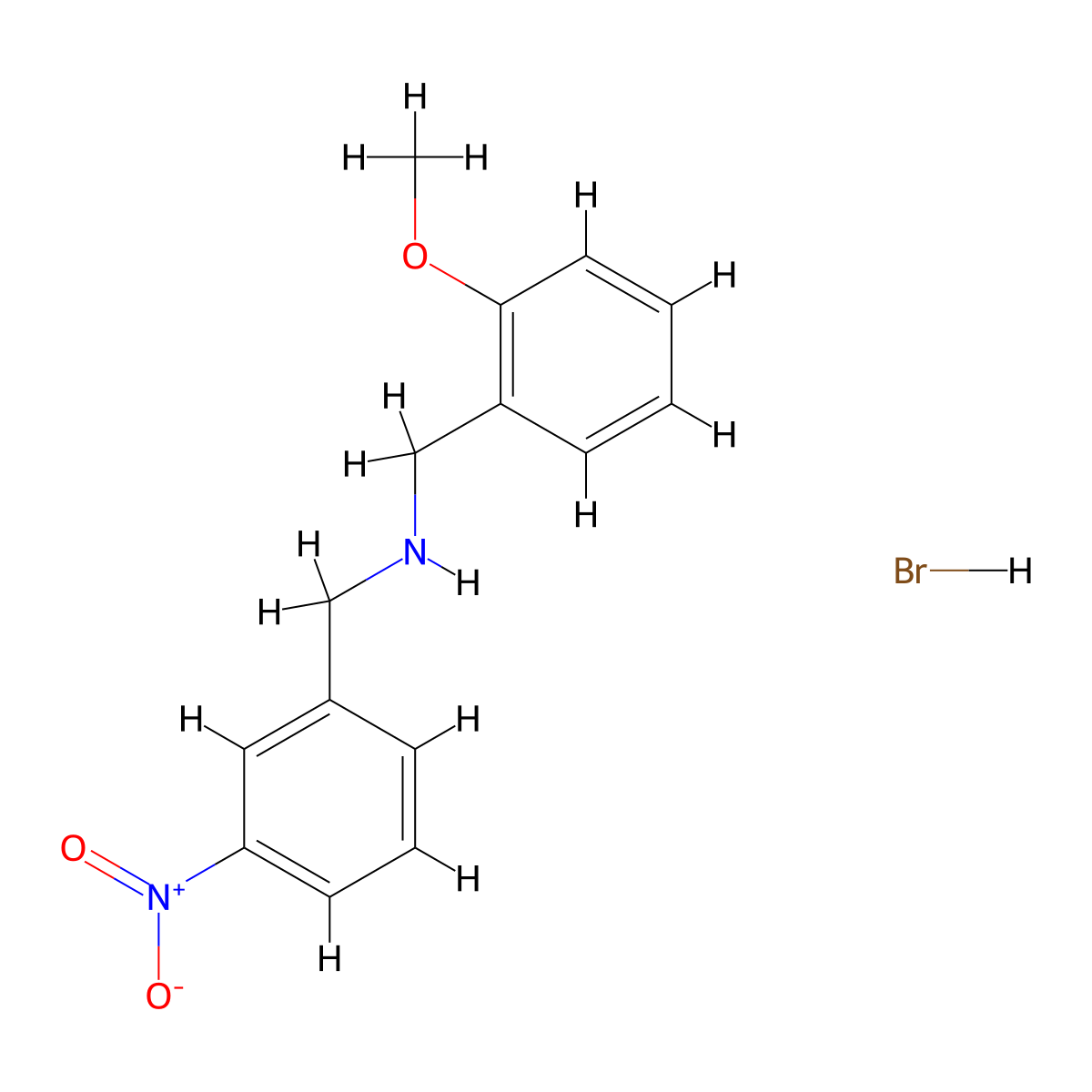 (2-Methoxybenzyl)(3-nitrobenzyl)amine hydrobromide molecular structure, CAS 1609400-22-7