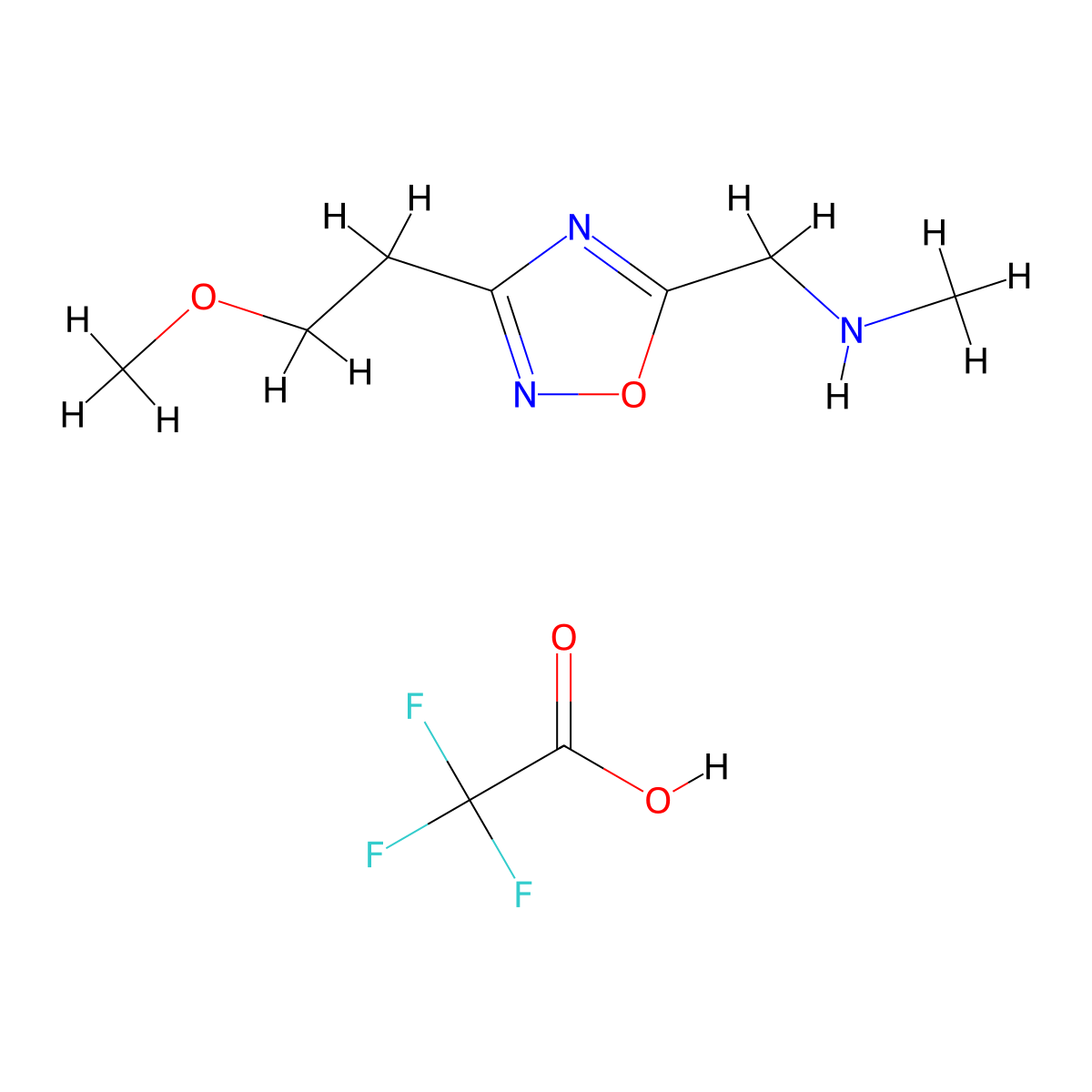 {[3-(2-Methoxyethyl)-1,2,4-oxadiazol-5-yl]methyl}methylamine trifluoroacetate molecular structure, CAS 1609400-25-0