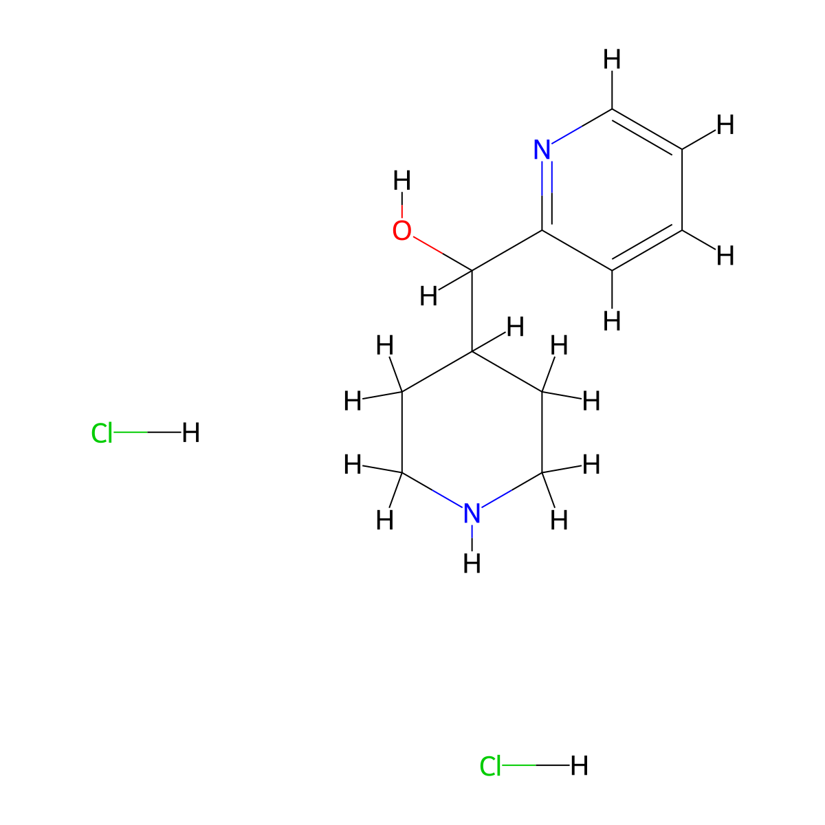 4-Piperidinyl(2-pyridinyl)methanol dihydrochloride molecular structure, CAS 1609400-29-4
