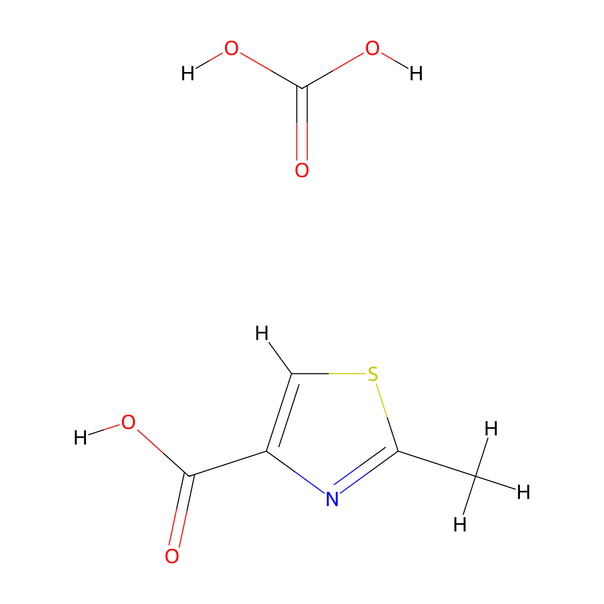 2-Methyl-1,3-thiazole-4-carboxylic acid carbonic acid (1:1) molecular structure, CAS 1609400-31-8