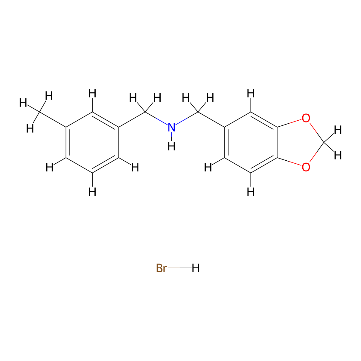 (1,3-Benzodioxol-5-ylmethyl)(3-methylbenzyl)amine hydrobromide molecular structure, CAS 1609400-39-6