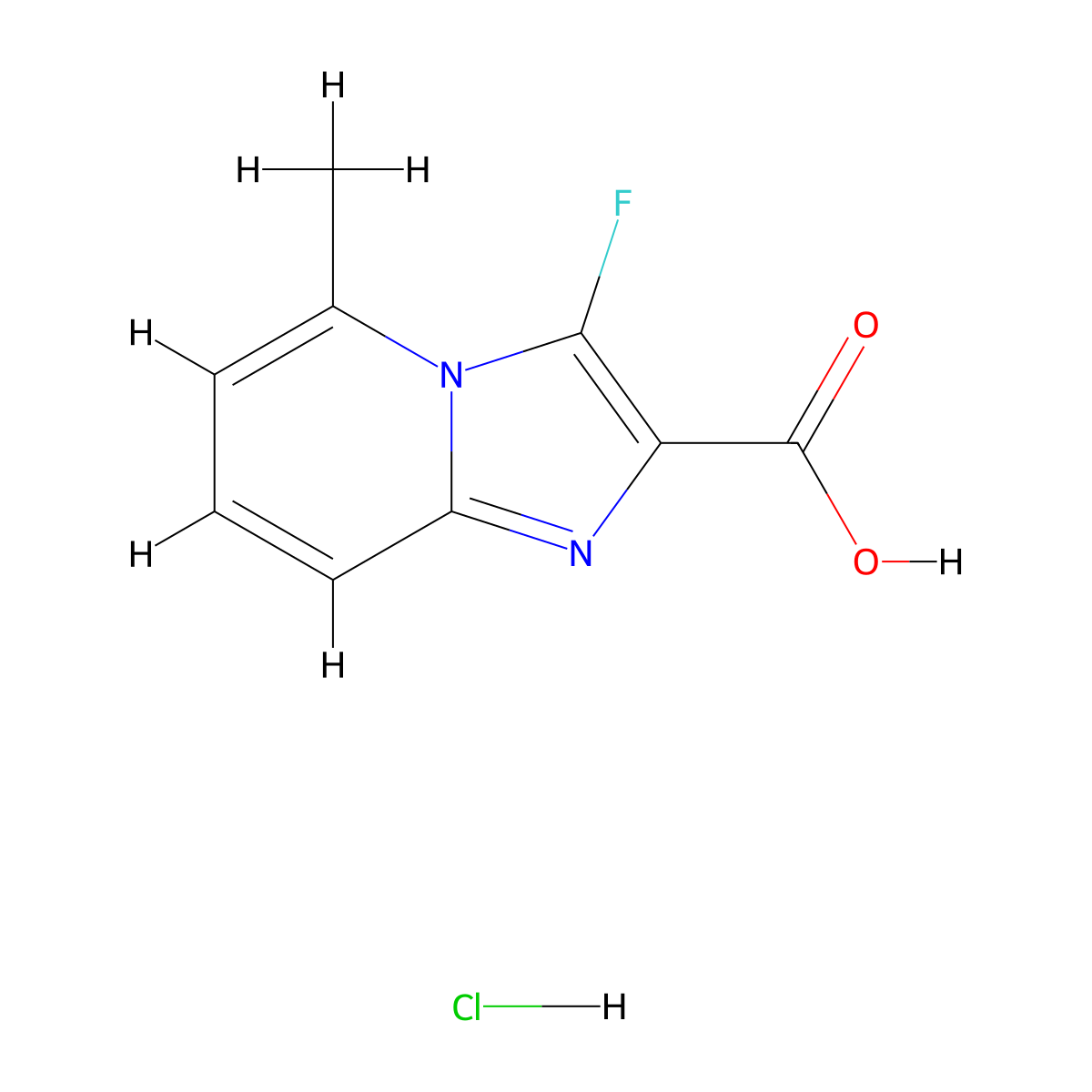 3-Fluoro-5-methylimidazo[1,2-a]pyridine-2-carboxylic acid hydrochloride molecular structure, CAS 1609400-40-9