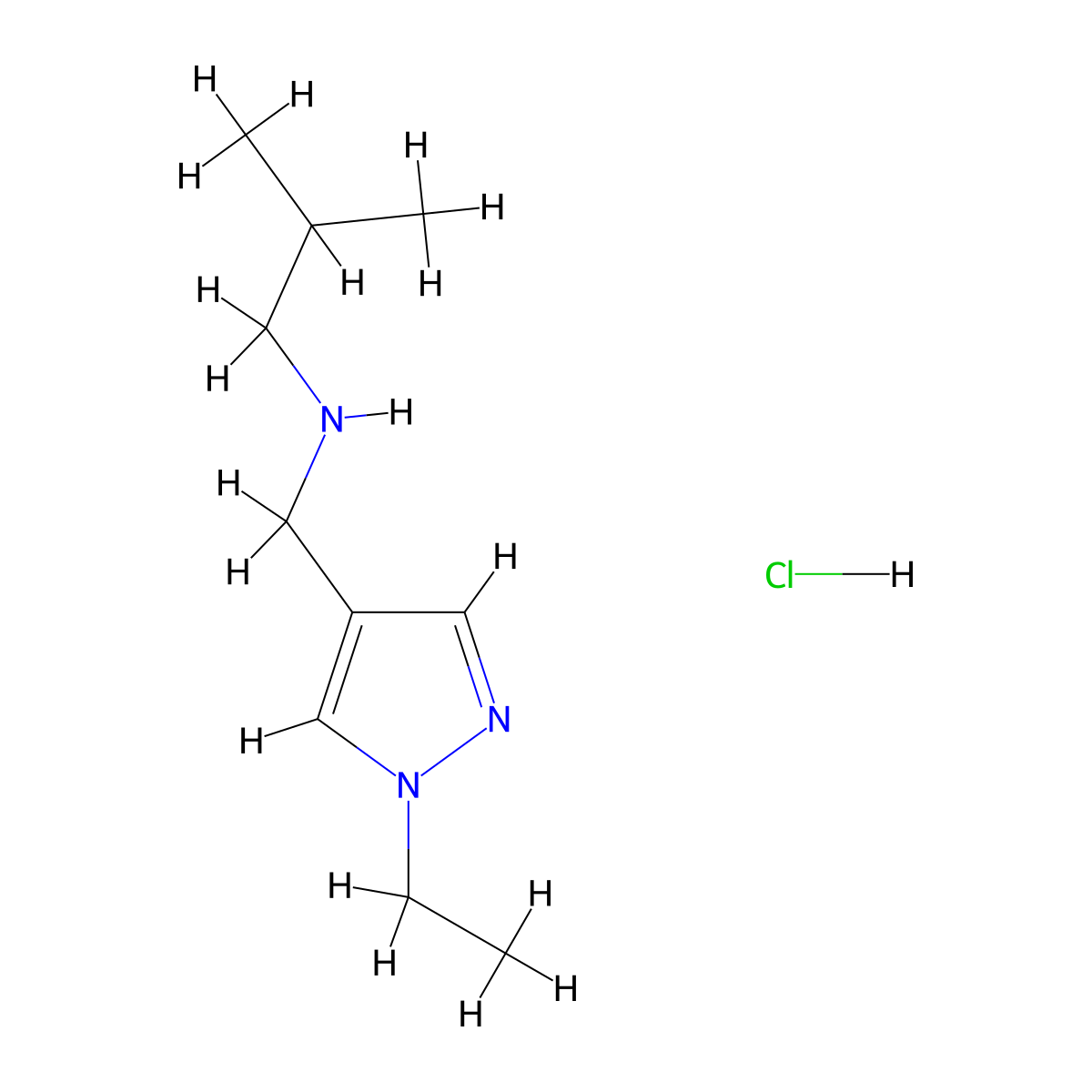 N-[(1-Ethyl-1H-pyrazol-4-yl)methyl]-2-methyl-1-propanamine hydrochloride molecular structure, CAS 1609400-41-0