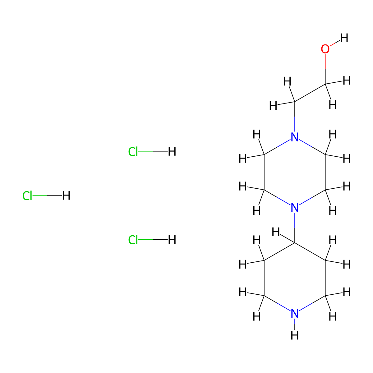 2-[4-(4-Piperidinyl)-1-piperazinyl]ethanol trihydrochloride molecular structure, CAS 1609400-42-1