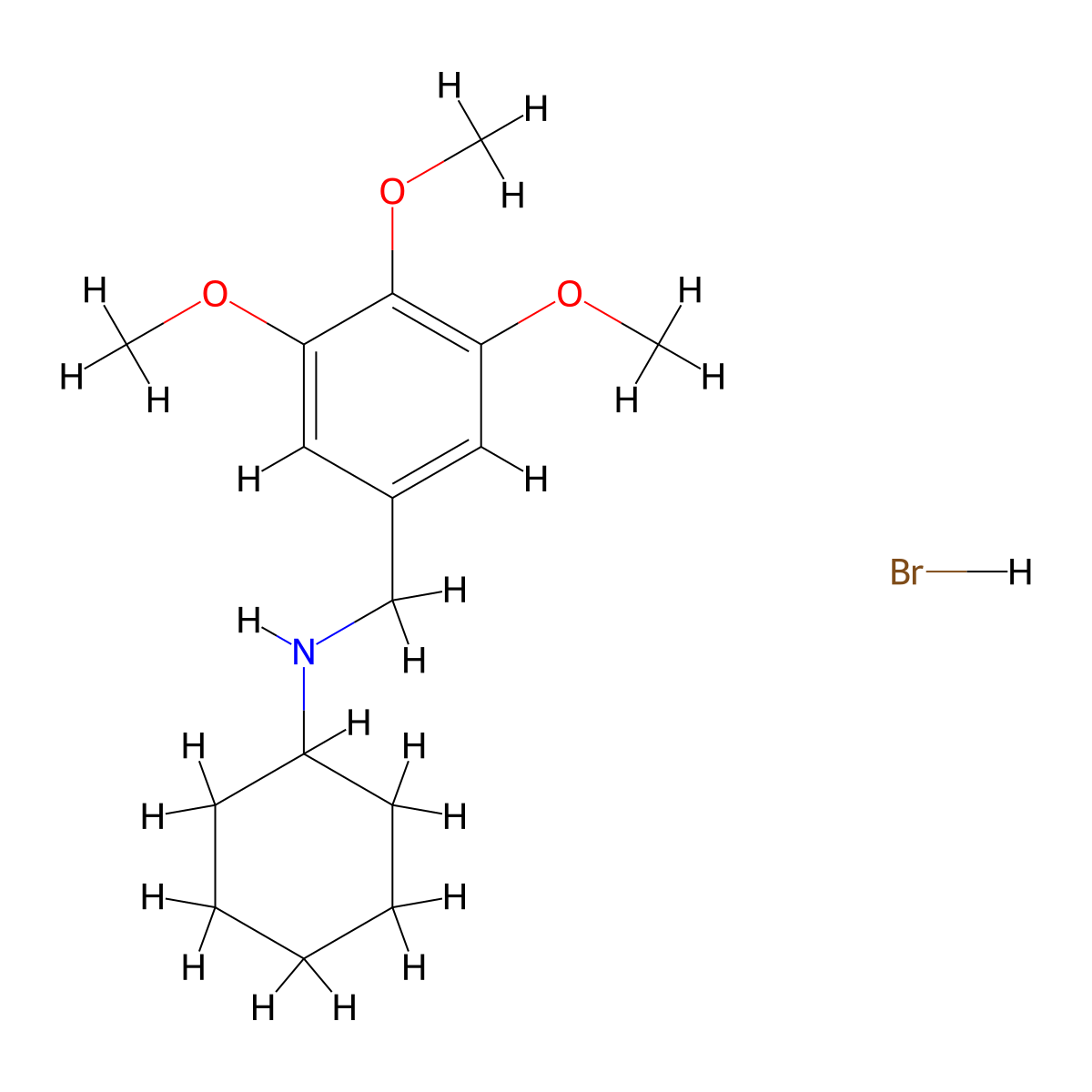 N-(3,4,5-trimethoxybenzyl)cyclohexanamine hydrobromide molecular structure, CAS 1609400-51-2