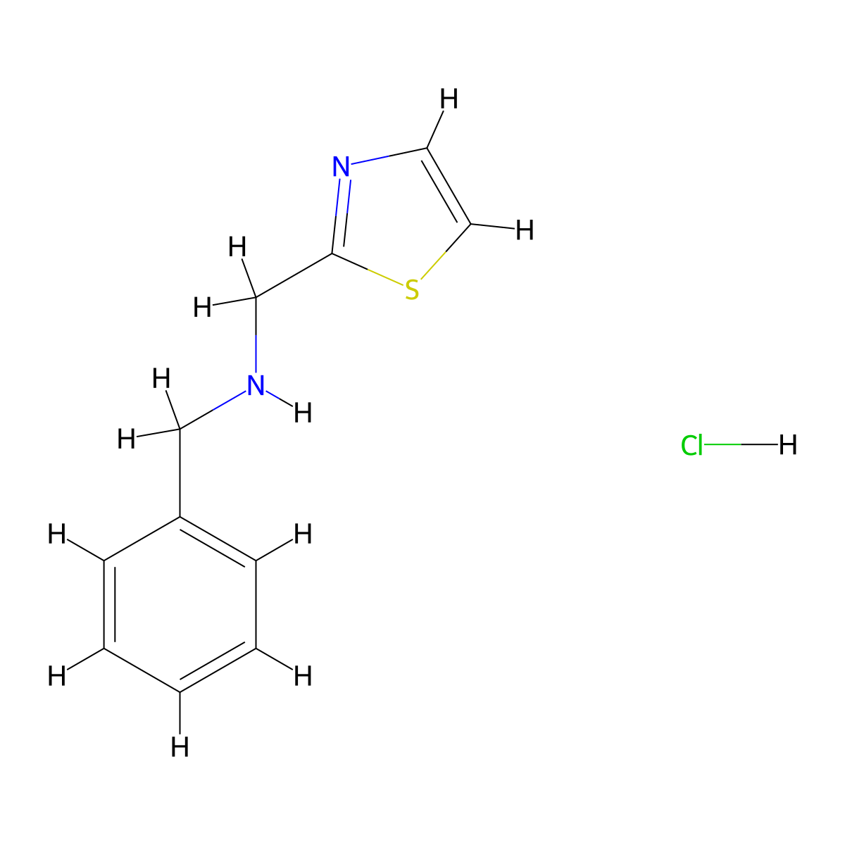 1-Phenyl-N-(1,3-thiazol-2-ylmethyl)methanamine hydrochloride molecular structure, CAS 1609400-53-4