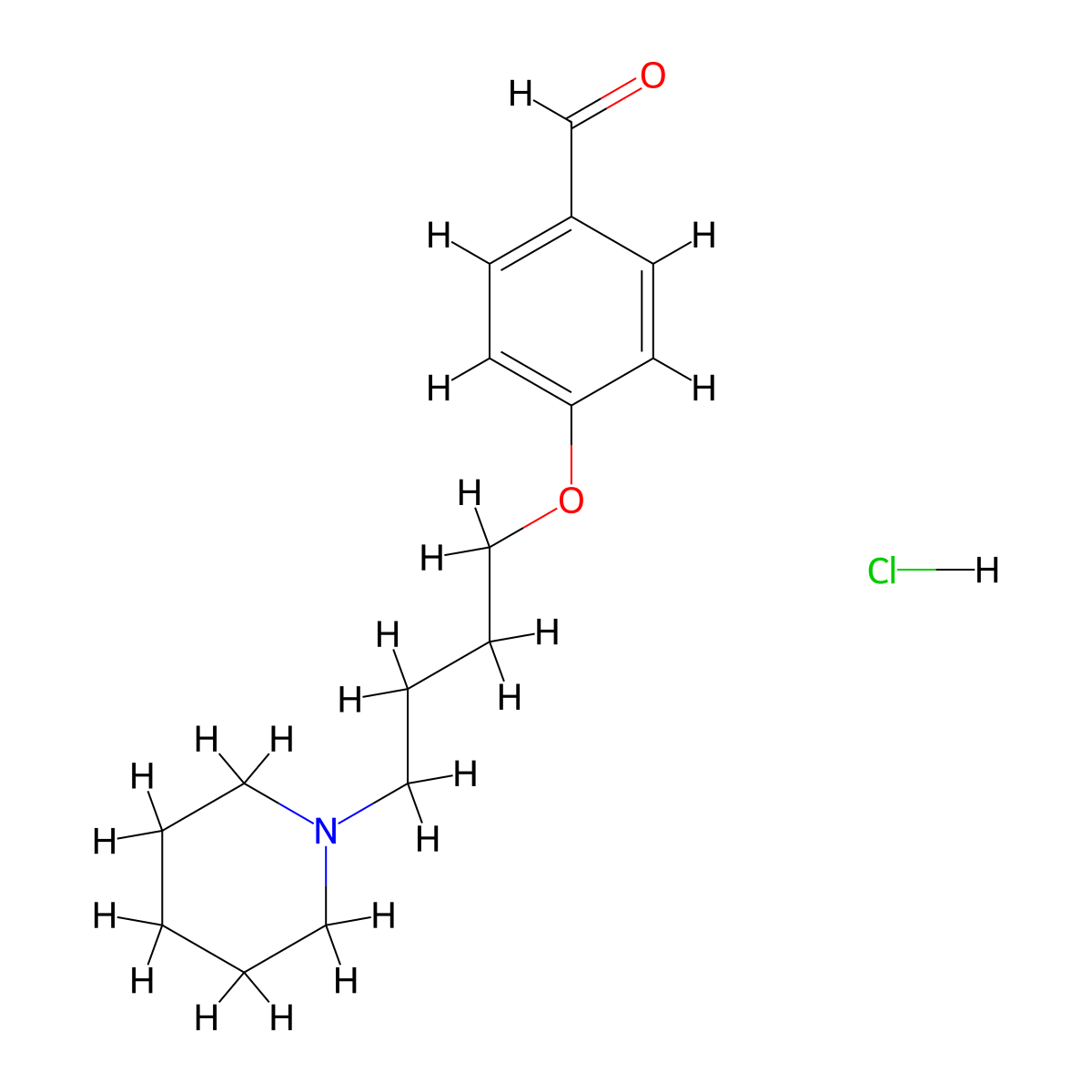 4-[4-(1-Piperidinyl)butoxy]benzaldehyde hydrochloride molecular structure, CAS 1609400-54-5