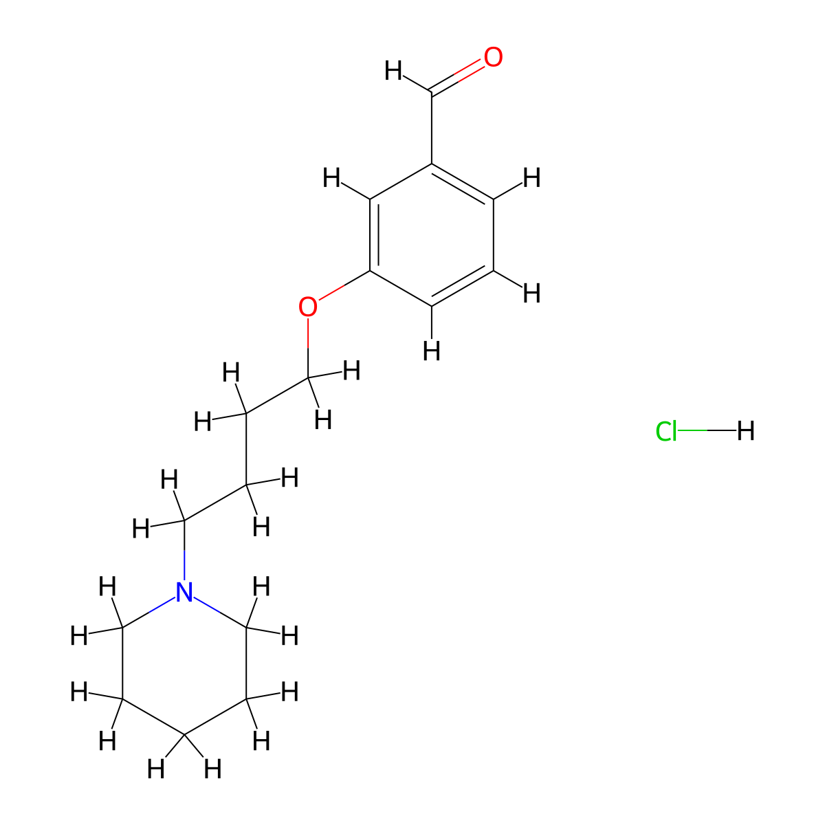 3-[4-(1-Piperidinyl)butoxy]benzaldehyde hydrochloride molecular structure, CAS 1609400-60-3