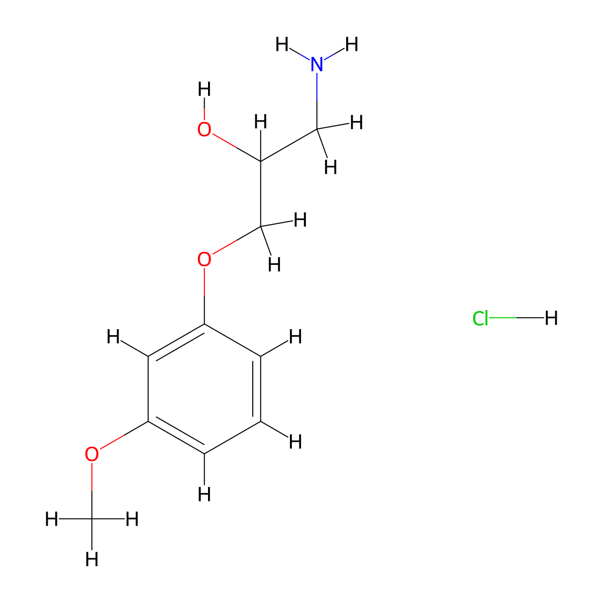 1-Amino-3-(3-methoxyphenoxy)-2-propanol hydrochloride molecular structure, CAS 1609400-65-8