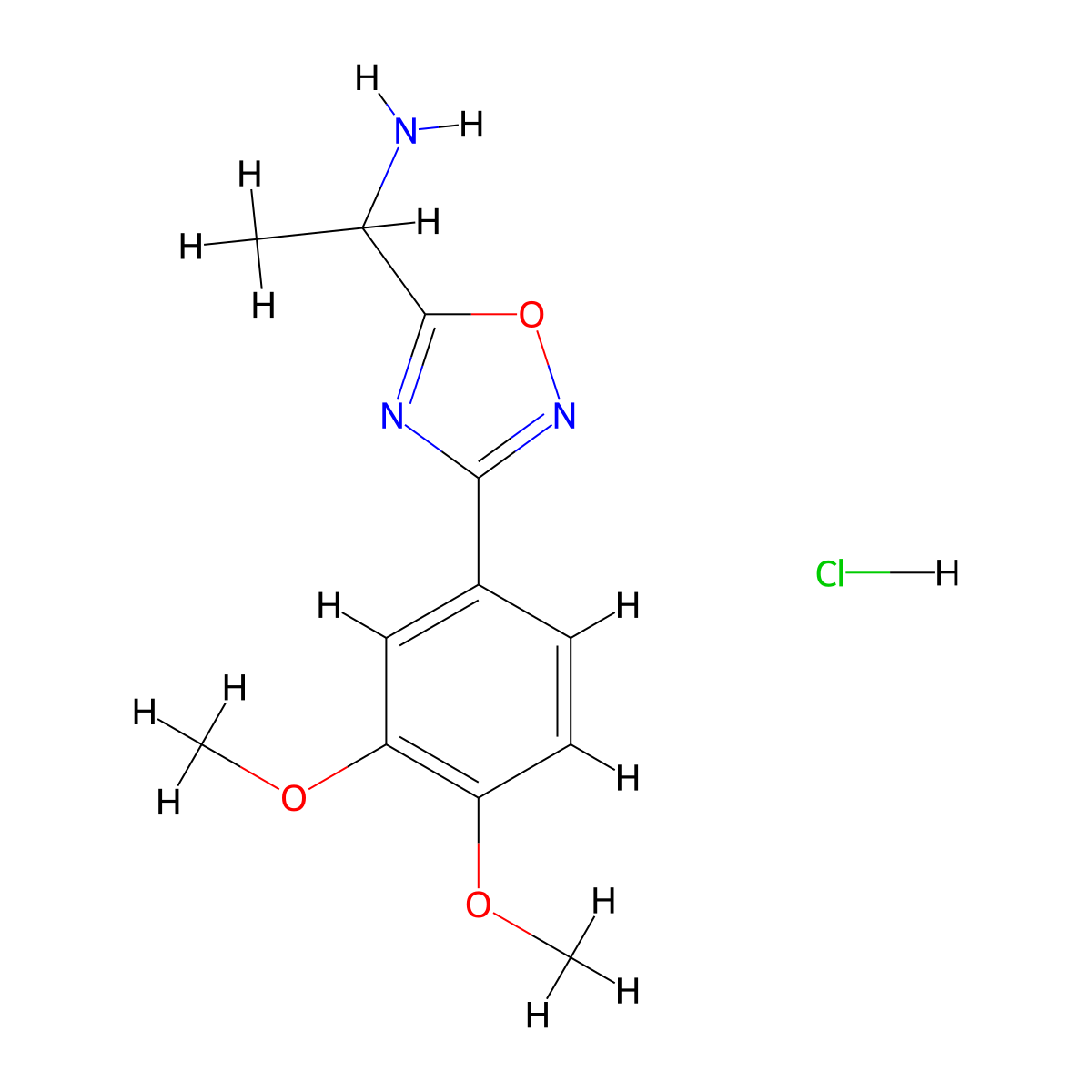 {1-[3-(3,4-Dimethoxyphenyl)-1,2,4-oxadiazol-5-yl]ethyl}amine hydrochloride molecular structure, CAS 1609400-72-7