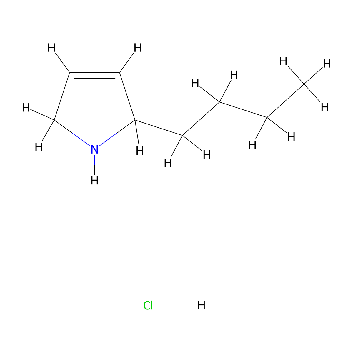2-Butyl-2,5-dihydro-1H-pyrrole hydrochloride molecular structure, CAS 1609400-80-7
