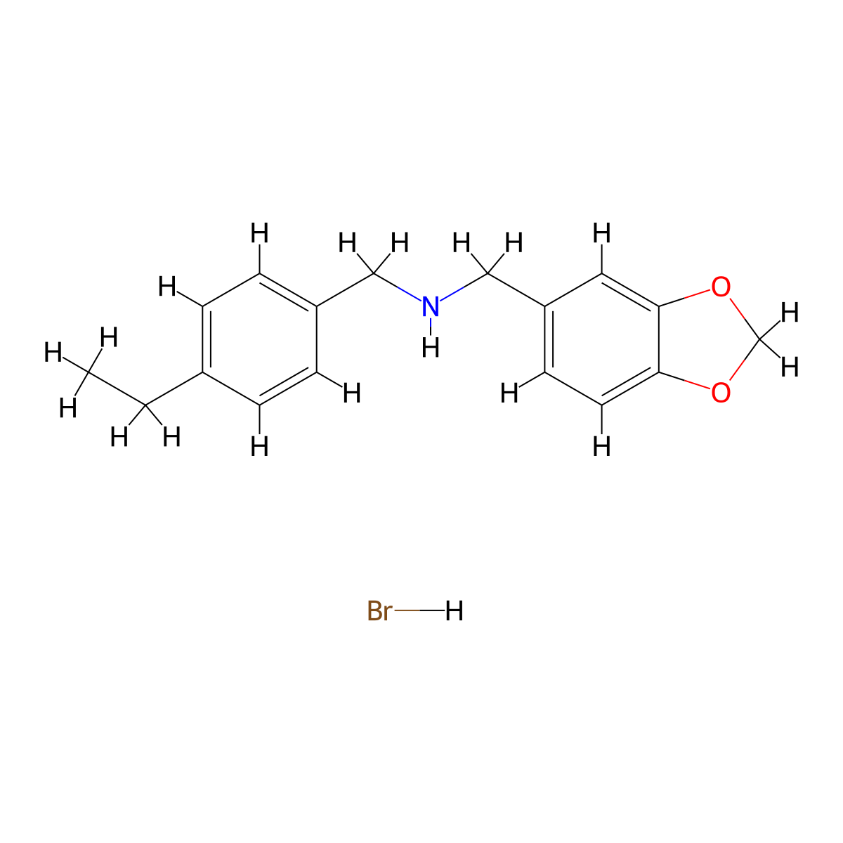 (1,3-Benzodioxol-5-ylmethyl)(4-ethylbenzyl)amine hydrobromide molecular structure, CAS 1609400-82-9