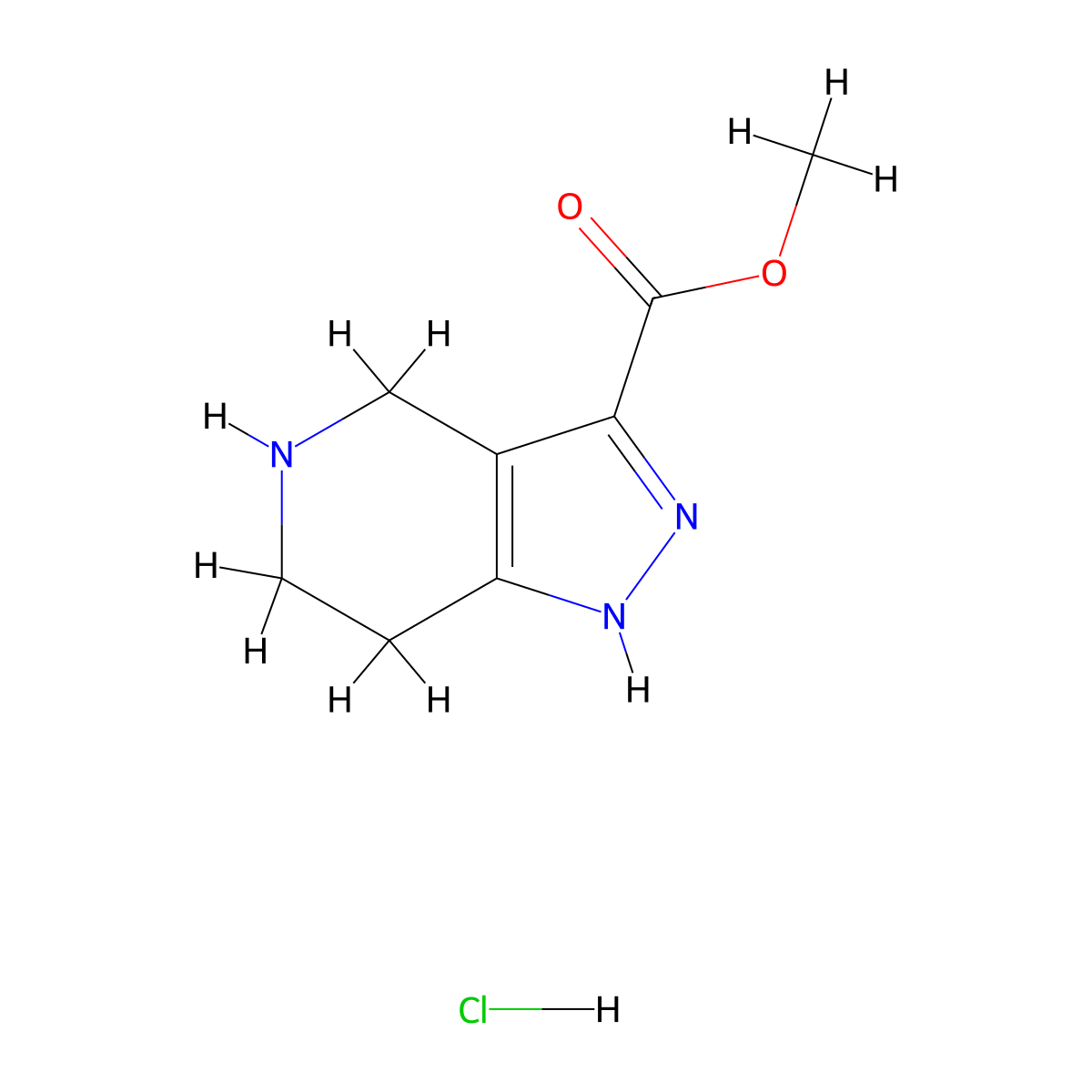 methyl 1H,4H,5H,6H,7H-pyrazolo(4,3-c)pyridine-3-carboxylate hydrochloride molecular structure, CAS 1609400-85-2