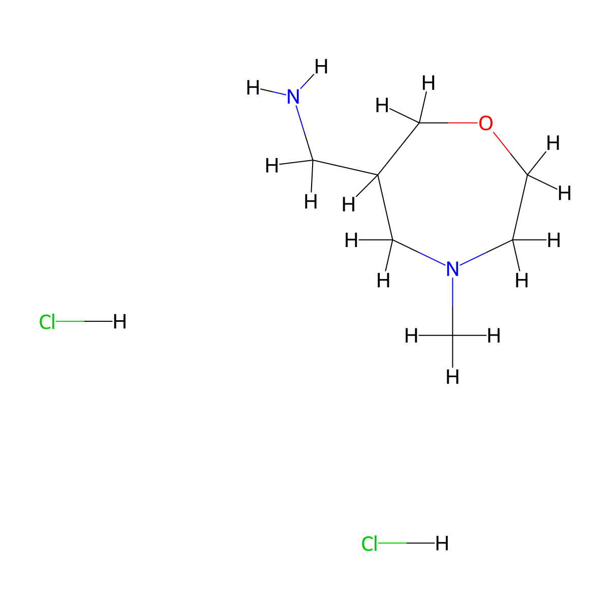 [(4-Methyl-1,4-oxazepan-6-yl)methyl]amine dihydrochloride molecular structure, CAS 1609400-87-4