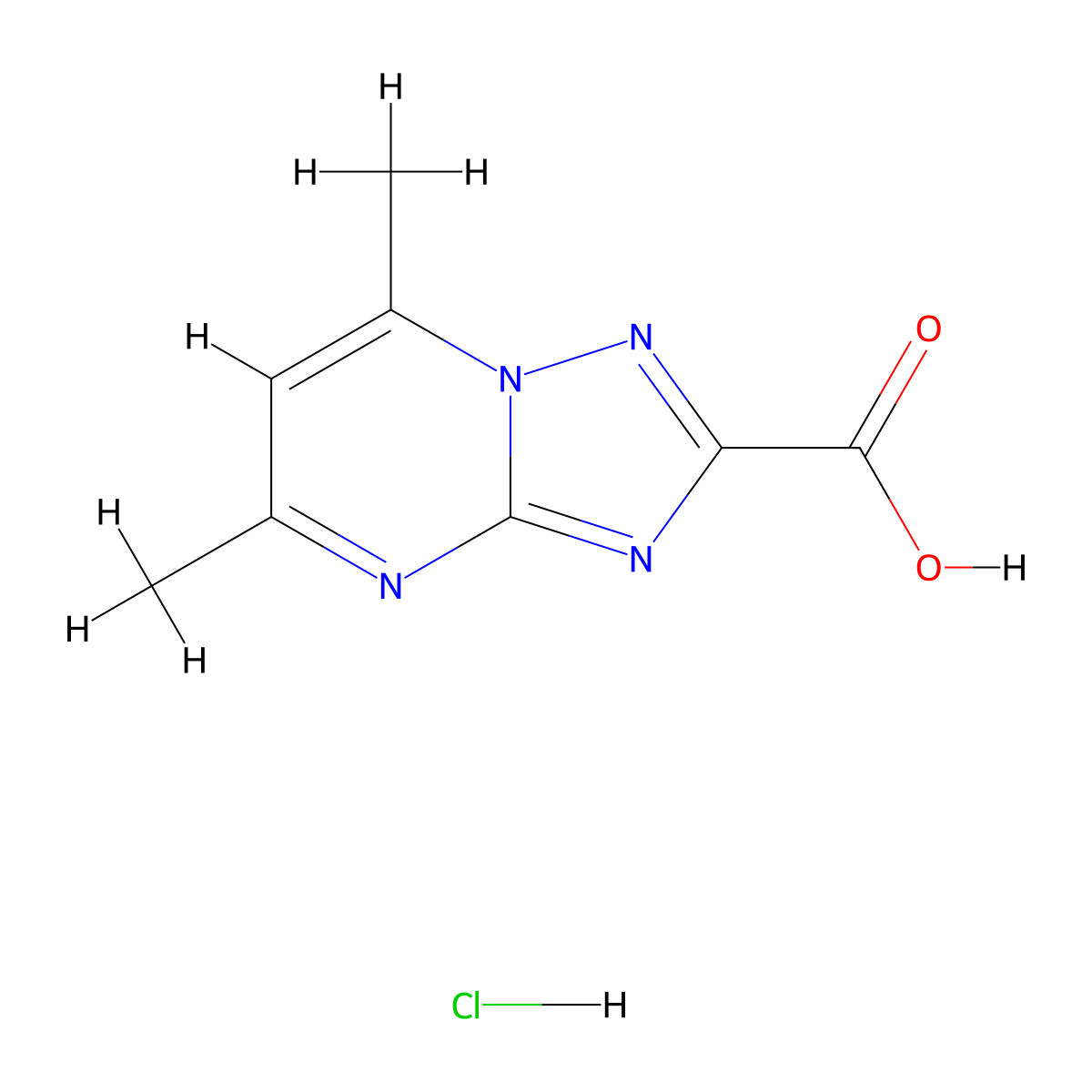 5,7-Dimethyl[1,2,4]triazolo[1,5-a]pyrimidine-2-carboxylic acid hydrochloride molecular structure, CAS 1609400-91-0