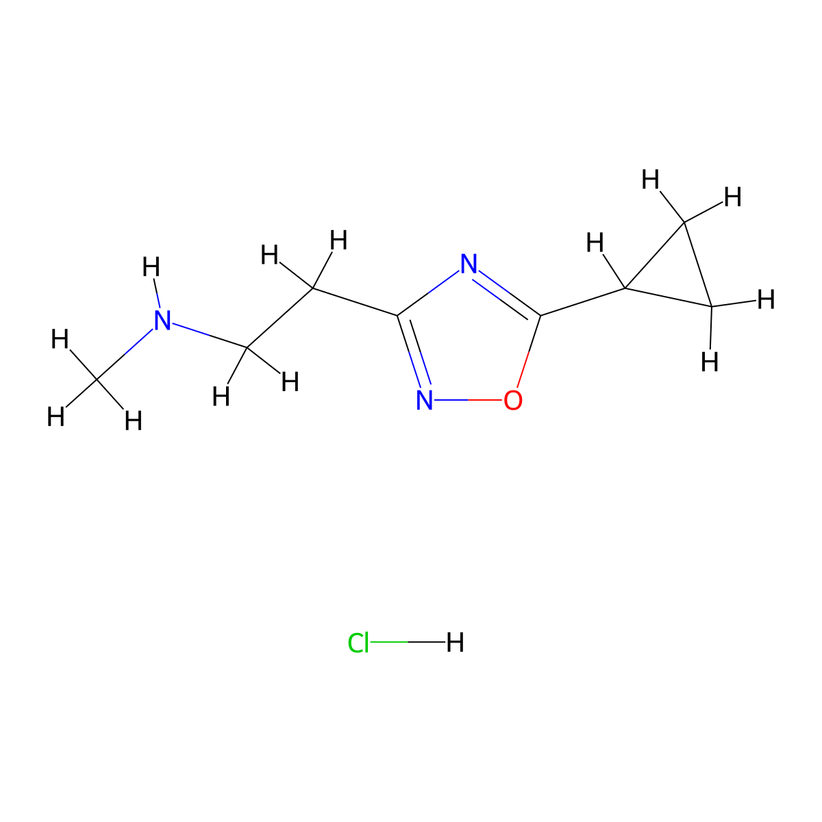 [2-(5-Cyclopropyl-1,2,4-oxadiazol-3-yl)ethyl]methylamine hydrochloride molecular structure, CAS 1609400-94-3