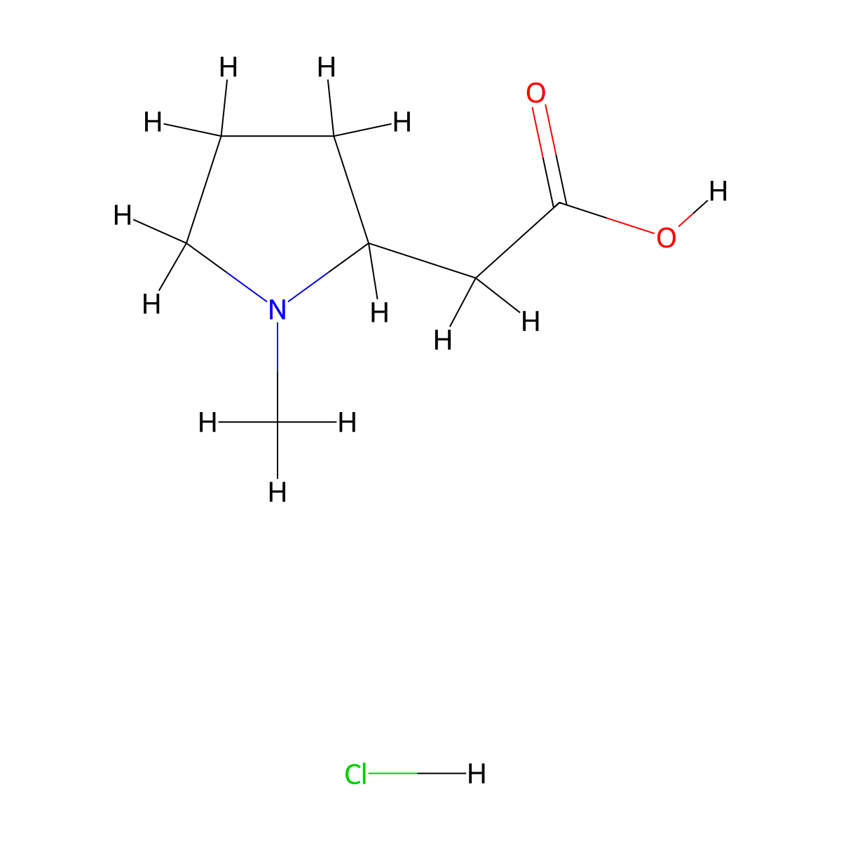 (1-Methyl-2-pyrrolidinyl)acetic acid hydrochloride molecular structure, CAS 1609400-97-6