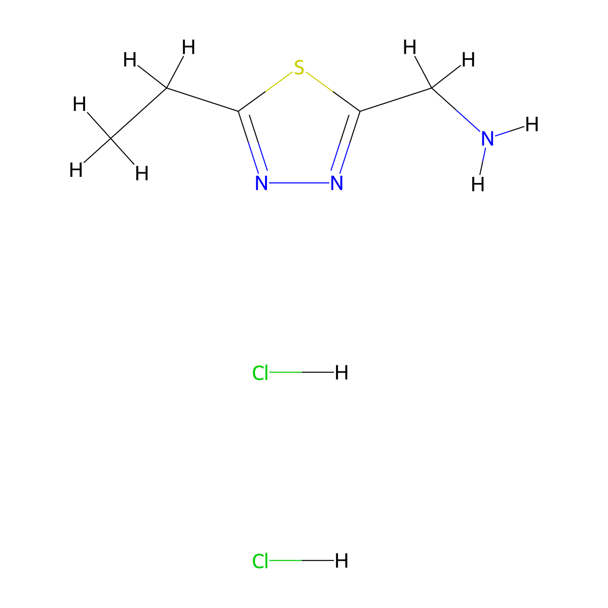 [(5-Ethyl-1,3,4-thiadiazol-2-yl)methyl]amine dihydrochloride molecular structure, CAS 1609401-00-4