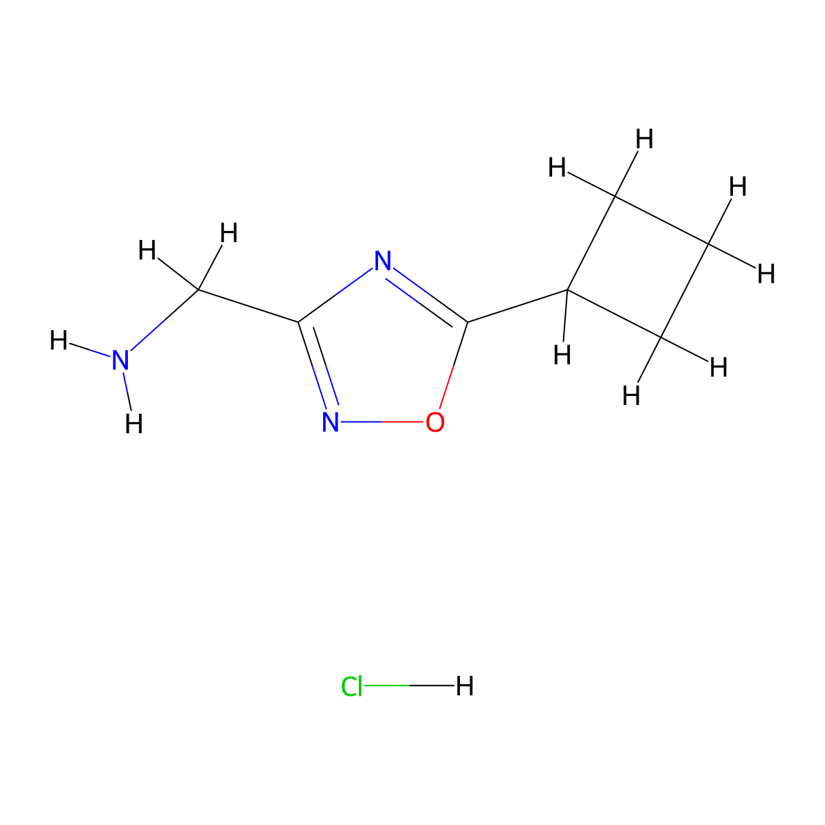 [(5-Cyclobutyl-1,2,4-oxadiazol-3-yl)methyl]amine hydrochloride molecular structure, CAS 1609401-03-7