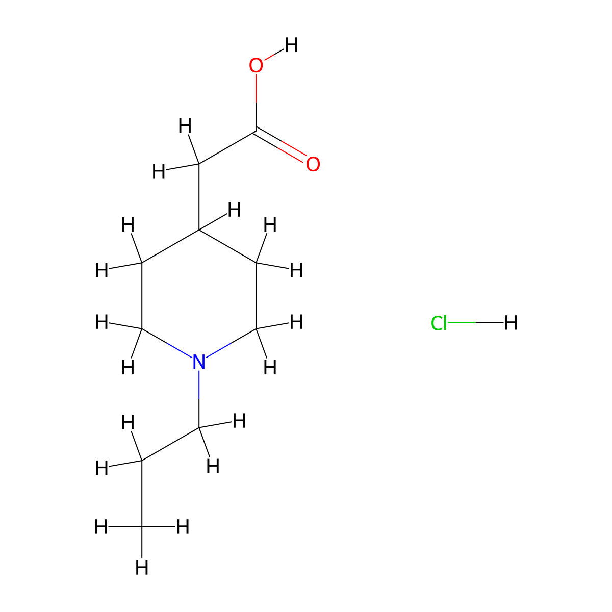 (1-Propyl-4-piperidinyl)acetic acid hydrochloride molecular structure, CAS 1609401-04-8
