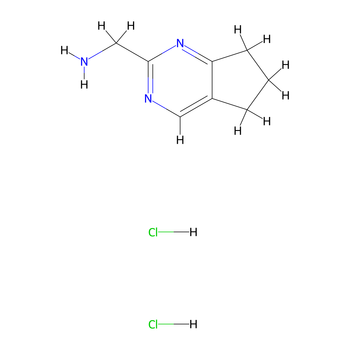 (6,7-Dihydro-5H-cyclopenta[d]pyrimidin-2-ylmethyl)amine dihydrochloride molecular structure, CAS 1609401-06-0