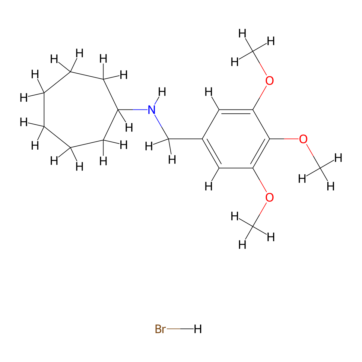 N-(3,4,5-trimethoxybenzyl)cycloheptanamine hydrobromide molecular structure, CAS 1609401-17-3