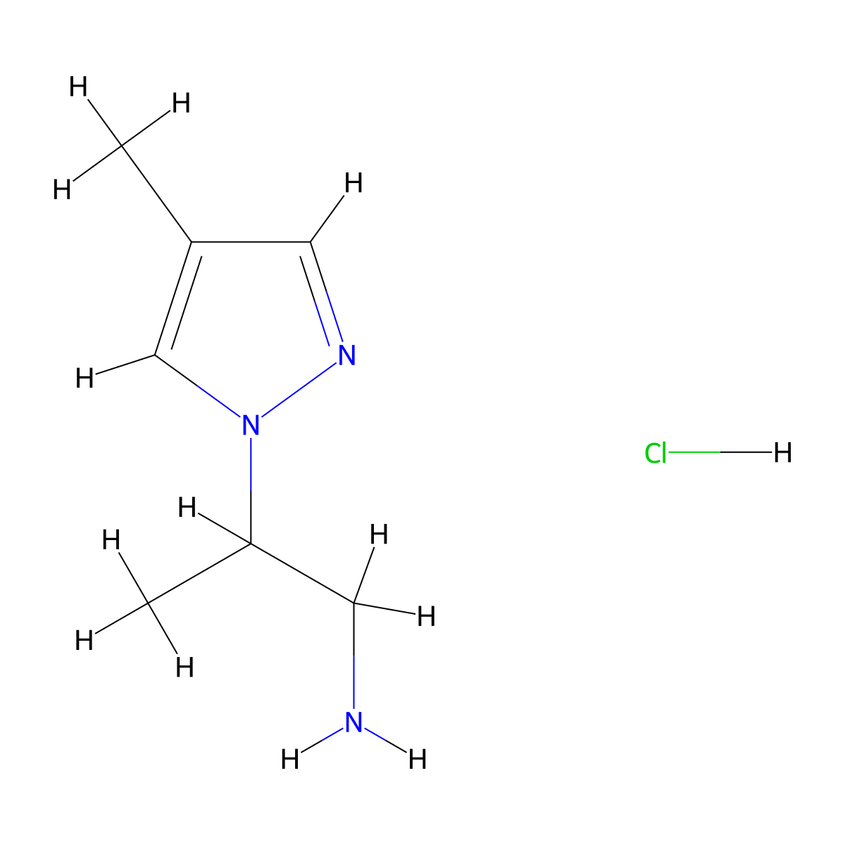 [2-(4-methyl-1H-pyrazol-1-yl)propyl]amine hydrochloride molecular structure, CAS 1609401-19-5