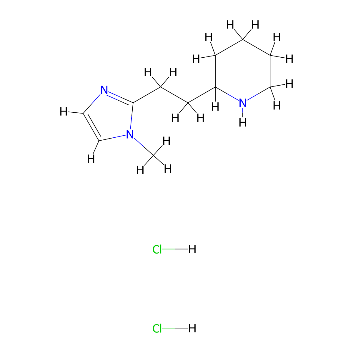 2-[2-(1-Methyl-1H-imidazol-2-yl)ethyl]piperidine dihydrochloride molecular structure, CAS 1609401-22-0