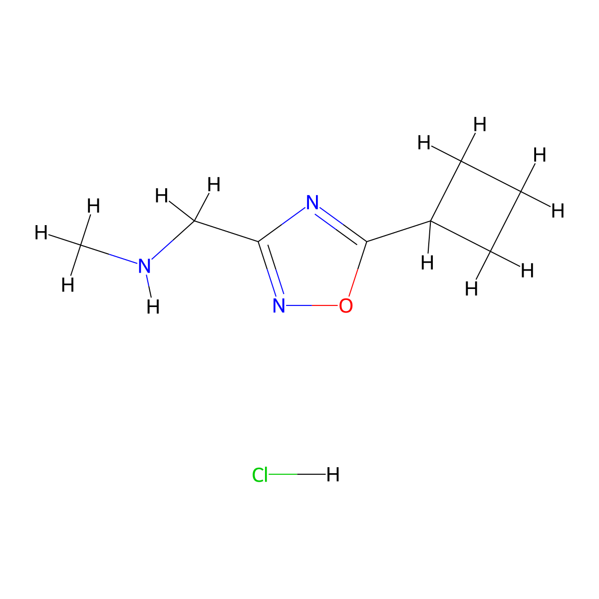 [(5-Cyclobutyl-1,2,4-oxadiazol-3-yl)methyl]methylamine hydrochloride molecular structure, CAS 1609401-27-5