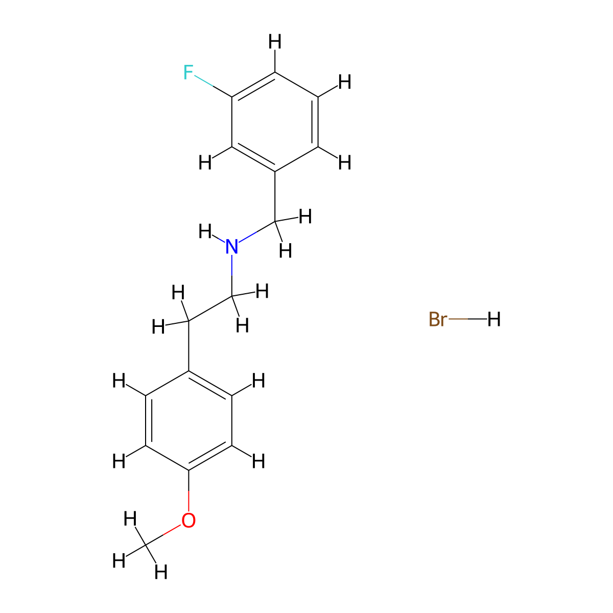 N-(3-fluorobenzyl)-2-(4-methoxyphenyl)ethanamine hydrobromide molecular structure, CAS 1609401-29-7