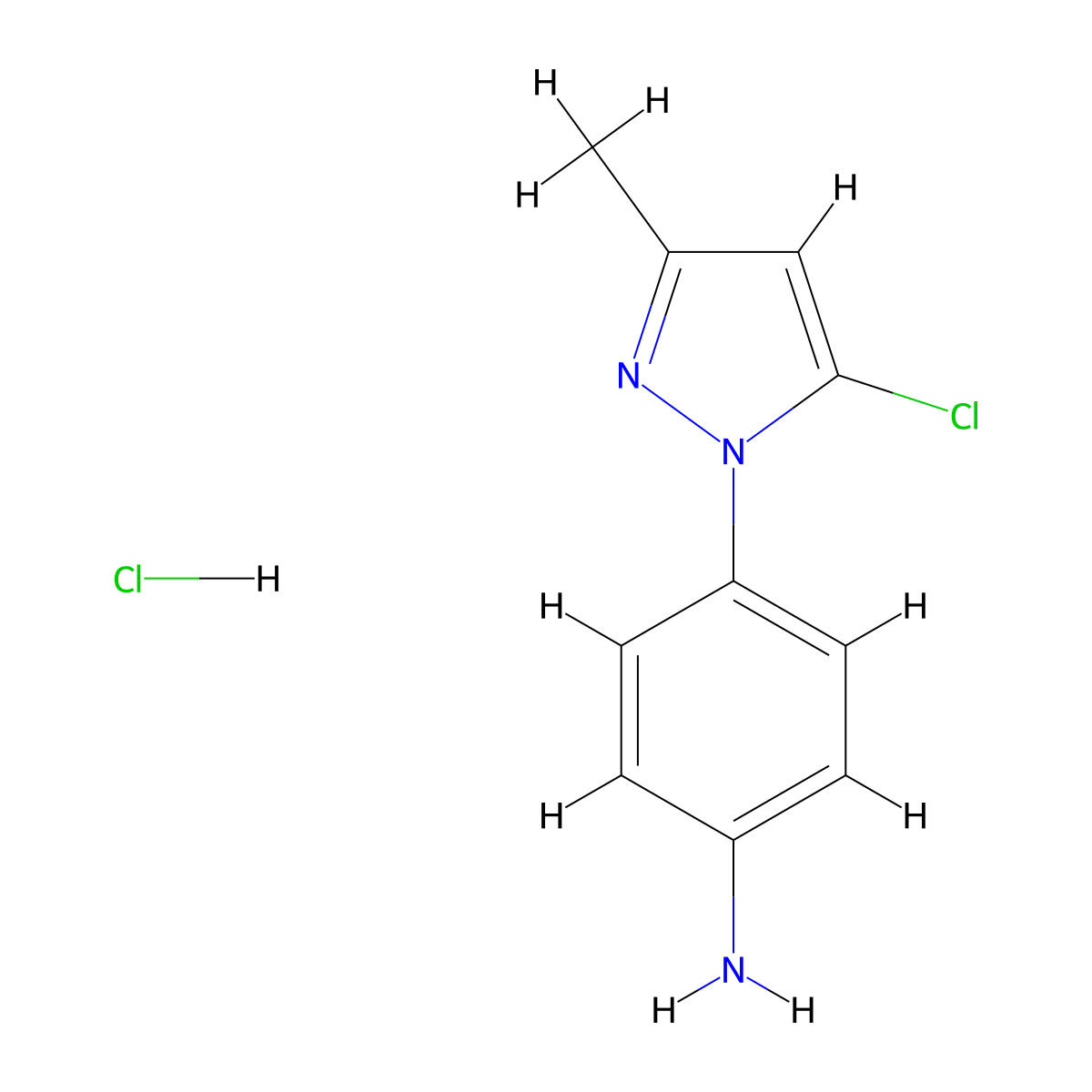 4-(5-Chloro-3-methyl-1H-pyrazol-1-YL)aniline hydrochloride molecular structure, CAS 1609401-39-9