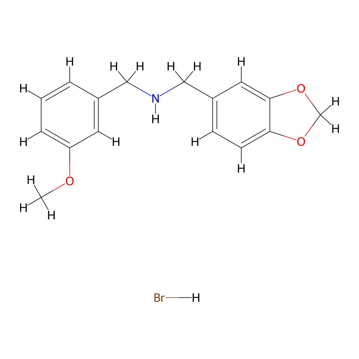 (1,3-Benzodioxol-5-ylmethyl)(3-methoxybenzyl)amine hydrobromide molecular structure, CAS 1609401-40-2