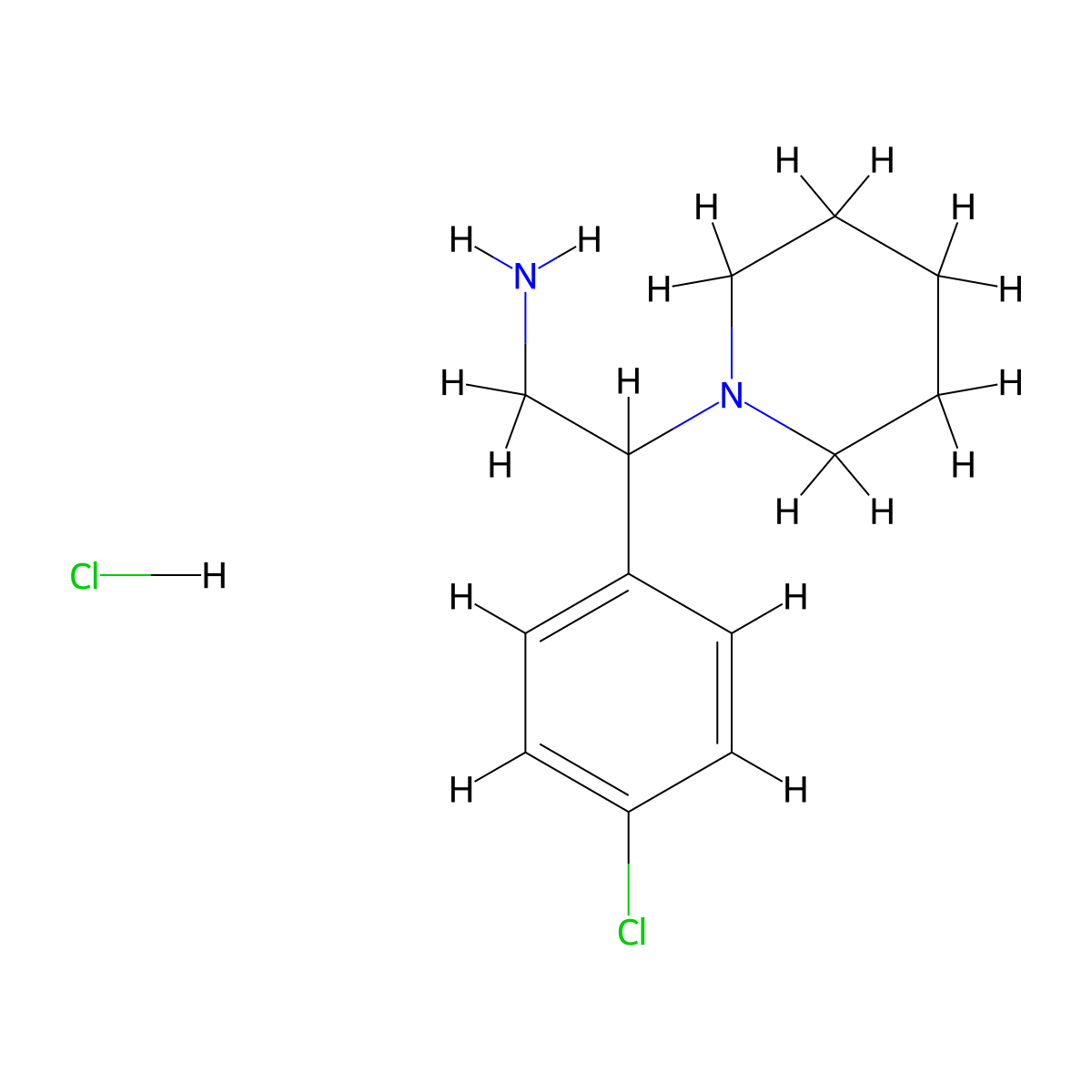 [2-(4-Chlorophenyl)-2-(1-piperidinyl)ethyl]amine hydrochloride molecular structure, CAS 1609402-66-5