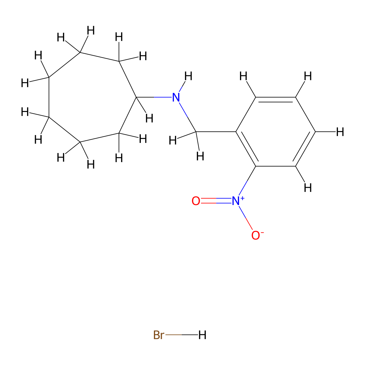 N-(2-nitrobenzyl)cycloheptanamine hydrobromide molecular structure, CAS 1609402-67-6