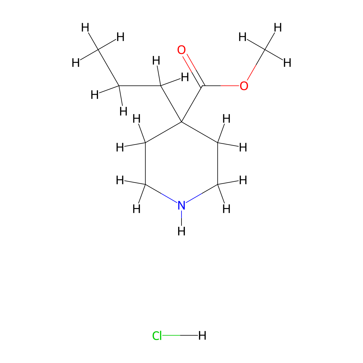 Methyl 4-propyl-4-piperidinecarboxylate hydrochloride molecular structure, CAS 1609402-78-9