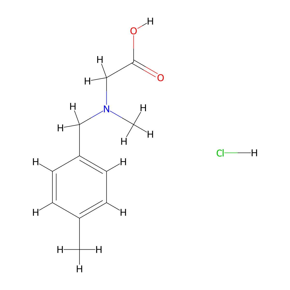 N-Methyl-N-(4-methylbenzyl)glycine hydrochloride molecular structure, CAS 1609402-80-3