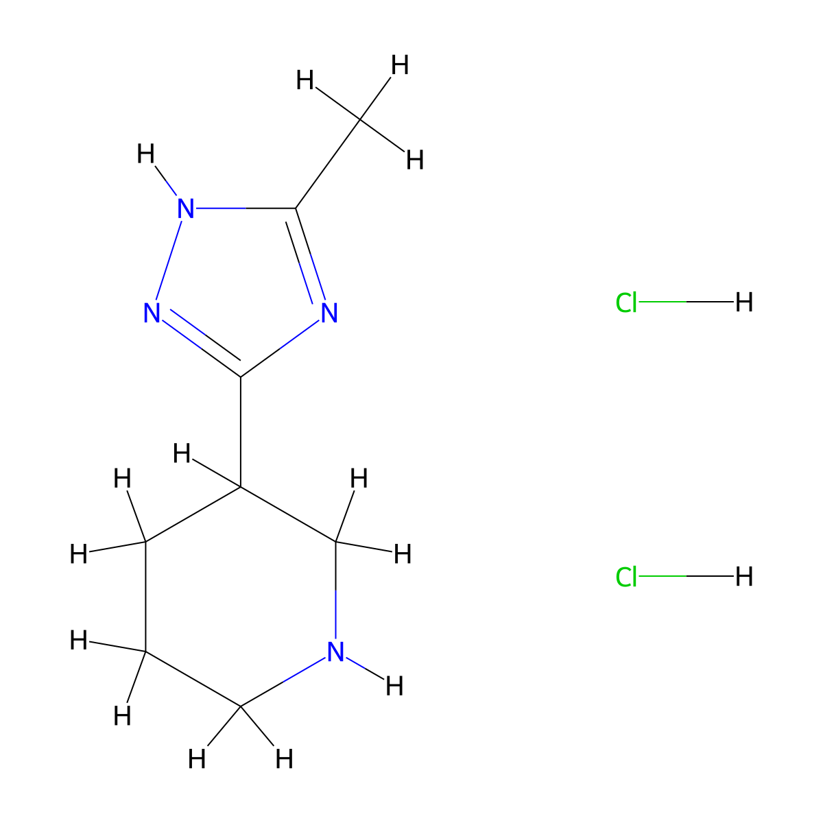 3-(3-Methyl-1H-1,2,4-triazol-5-yl)piperidine dihydrochloride molecular structure, CAS 1609402-84-7