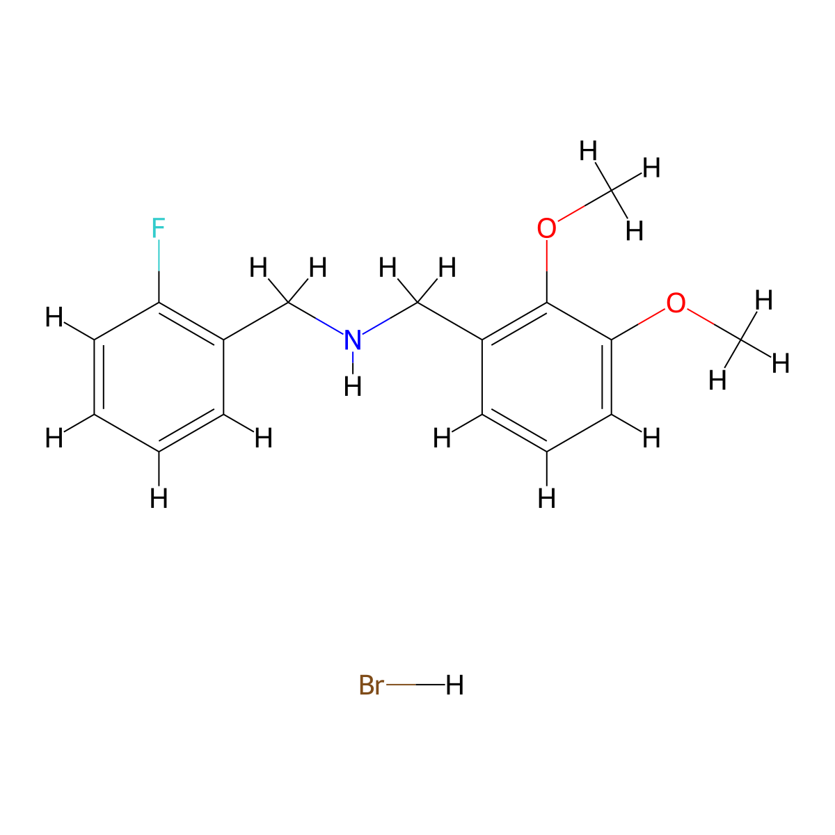 (2,3-Dimethoxybenzyl)(2-fluorobenzyl)amine hydrobromide molecular structure, CAS 1609402-85-8