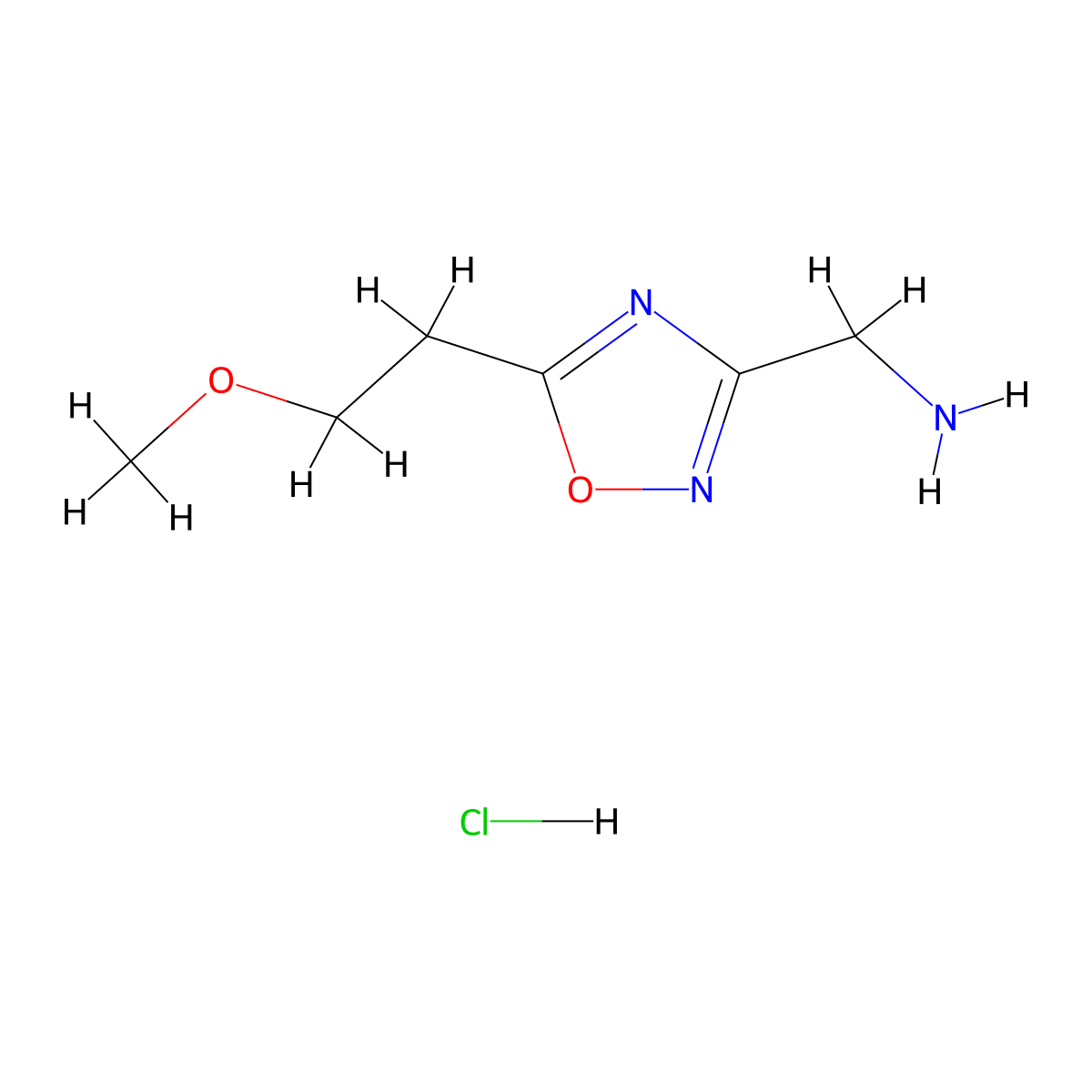 {[5-(2-Methoxyethyl)-1,2,4-oxadiazol-3-yl]methyl}amine hydrochloride molecular structure, CAS 1609402-99-4