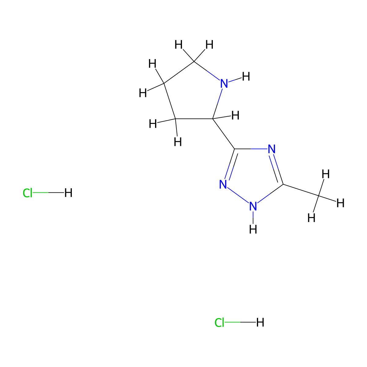 3-Methyl-5-(2-pyrrolidinyl)-1H-1,2,4-triazole dihydrochloride molecular structure, CAS 1609403-06-6