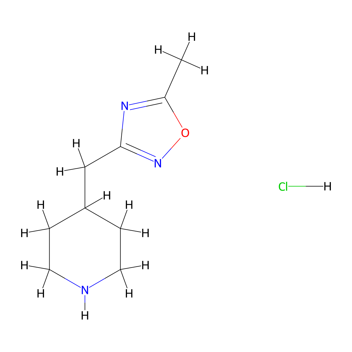 4-[(5-Methyl-1,2,4-oxadiazol-3-YL)methyl]piperidine hydrochloride molecular structure, CAS 1609403-11-3